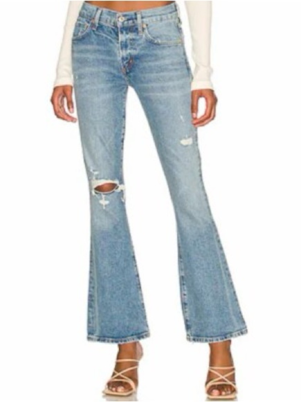 Citizens Of Humanity Emannuelle Light Blue Distressed Flare Jeans